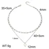 Collar de Perlas de Acero Inoxidable de Doble Capa Estilo Minimalista para Mujer, Cadena de Clip de Papel de Moda, Cadena Fina, Joyería de Cadena para Clavícula
