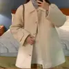 Los tamaños se han actualizado. Estilo de influencer de INS. Elegante y suave, con un ambiente acogedor, con cuello, corte holgado, abrigo casual de lana