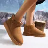 Botas de nieve de suela gruesa para otoño e invierno, forradas con vellón, de algodón grueso, cálidas y a la moda, de color liso, sencillas y cortas.