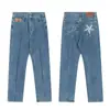 Conjunto Casual Tendência High Street Unissex Casal Jaqueta Jeans Bordada e Calça Jeans