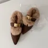 Zapatos peludos retro de moda para mujer 2026, Zapatos casuales cómodos sin cordones de suela baja, Zapatos de algodón versátiles y a la moda