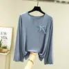 Camiseta Top Outerwear de Manga Longa Fina Protetor Solar Estilo Novo de Verão Modal Manga Sino Versátil Camisa Base