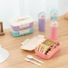2026 Nueva Lonchera Rectangular de Plástico de Grado Alimenticio con Tres Compartimentos, Portátil, Sellada, Apta para Microondas, para Estudiantes y Trabajadores de Oficina