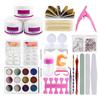 Set de Uñas de Cristal Rosa Cristal Uña Francesa Set para Principiantes Set de 23 Piezas Polvo de Glitter de 12 Colores