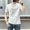 Estação Europeia 2024 Verão nova marca de moda indústria pesada strass cavalo padrão slim respirável T-shirt masculina manga curta
