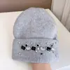 Gorro de Punto Cálido de Pelo de Conejo para Otoño e Invierno Estilo Coreano Estilo Grupal para Mujer Moda Gorro de Lana con Pedrería Combinable para Circunferencia Grande de la Cabeza Gorro de Frío Desmontable