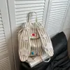 Mochila Listrada Estilo Coreano com Orelhas de Coelho Mochila Rosa Bolsa Bordada com Estrelas Grande Capacidade para Ir ao Trabalho Aluno Mochila Escolar