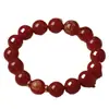 Pulseira de Ágata Vermelha Natural com Buda Inscrito em Três Lados, Santo Padroeiro do Zodíaco para Homens e Mulheres com Borda de Lótus, Pulseira de Seis Caracteres, Atacado