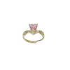 Anillo Abierto de Corazón Completo de Diamantes de Moda Lujosa Ligera para Mujer, Anillo para Dedo Índice de Diseño Único y Versátil, Joyería Directa del Fabricante
