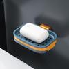 Jabonera con Ventosa Montada en la Pared Creativo Escurridor Hogar Doble Compartimento Baño Doble Capa Baño Estante para Jabón Sin Perforaciones