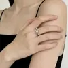 Anillo Abierto Ajustable de Flor y Perla a la Moda y Exquisito, Diseño Dulce y Moderno, Joyería de Nicho, Estilo Nuevo