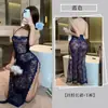 Fan Lei Lingerie Sexy Renda Sexy Suspensório Saia Longa Puro Desejo Tentação Uniforme Transparente Conjunto de Pijama Qqny 949