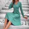 Vestido Casual Cruzado para Mujer Primavera y Verano Estilo Japonés y Coreano Cuello en V Sexy Color Sólido con Vuelo Venta Directa de Fabricante en Stock