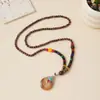 Collar de Xizang Más Vendido Versátil para Hombres y Mujeres Estilo Étnico Vintage Cadena de Lana Accesorios para Ropa Larga de Algodón y Lino Viaje de Madera