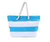 Nueva Bolsa de Lona Versátil Ultra-Simple de Cuerda Gruesa de Cáñamo Bolso de Hombro Patchwork Rayas de Playa Bolsa Ecológica