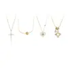 Bestseller de Xiaohongshu Set de Cuatro Piezas Concha Corazón Circonita Cruz Sonriente Circonita Trébol de Cuatro Hojas Colección Dropshipping