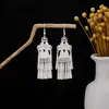 [Selección Premium] Pendientes Estilo Étnico de Minorías Vintage con Plata de Minorías Étnicas, Pendientes Largos Colgantes Florales Estilo Bohemio Único