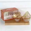Conjunto de Tigela e Copo de Girassol Tigela de Vidro Luxo Leve Tigela para Sorvete Louça Doméstica Alto Valor Sobremesa Relevo Tigela para Salada