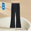 Pantalones Western Negros Personalizados de Microbocana para Mujer, Nuevo Estilo Otoñal, Largo Cropped, Amigables para Personas Petites, Adelgazantes, de Cintura Alta, para Viajar al Trabajo, de Boca Ancha