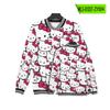 Jaqueta de Baseball Estampada 3D Cartoon Hello Kitty Primavera e Outono Masculina Roupa Esportiva Casual Fashion