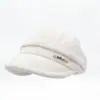 Chapéu octogonal estilo japonês, bico de pato, literário, para mulheres, outono e inverno, aba larga, moderno, afina o rosto, quente, chapéu de pescador, simples e elegante