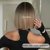 Peluca Blanca Degradada para Mujer, Cobertura Total de la Cabeza, Estilo Bobo, Cabello Artificial, Esponjosa, Rejuvenecedora, Moldea el Rostro, Chica, Cabello Corto Liso con Flequillo