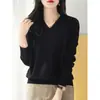 2026 Nuevo Top de Punto Cálido de Manga Larga, Ajustado, Adelgazante, con Diseño de Cuello en V, Otoño/Invierno
