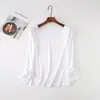 Otoño 2021 Estilo Coreano Casual Holgado Camiseta Básica para Mujer Camiseta de Manga Larga con Cuello en V para Mujer Top de Capa Interior para Mujer Color Sólido Nuevo Estilo