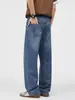 Ropa de Hombre Fengshe / 2026 Nuevos Jeans Lavados en Azul Desgastado Estilo Americano Modernos Holgados de Pierna Recta para Hombre