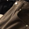Jeans feminino cropped de perna afunilada, elástico em quatro lados, peça única de veludo espesso, estilo retro Maillard, tubo reto pequeno.