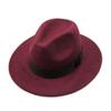 Chapéus de Lã Sintética Transfronteiriços Direto do Fabricante, Chapéus Elegantes de Aba Larga para Mulheres em Estoque Atacado, Chapéus de Topo Plano