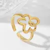 Anillo de Moda Transfronterizo Europeo y Americano para Pareja Anillo de Acero Inoxidable 18K Diseño Suelto Anillo Versátil para Mujer Joyería Regalo
