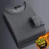 Camiseta de Manga Longa com Forro de Fleece Roupa Íntima Masculina Outono e Inverno Nova Roupa de Casal Solta Tamanho Plus Roupa Interna Espessada Quente
