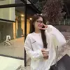 Sudadera negra casual estilo americano con estampado de letras para mujer, primavera y otoño, delgada, holgada, adelgazante, casual, versátil, top con forro polar