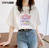 Nueva Camiseta de Algodón Puro de Manga Corta para Mujer 2025, Top Versátil de Verano con Estampado, Hombro Normal, Corte Holgado, Cuello Redondo, Ropa Interior, Estilo Coreano Ins