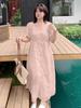 Ropa para Mujer Tallas Grandes Inno Vestido Bordado Blanco Fresco Luna de Noche Verano Nuevo Estilo Vestido de Largo Medio que Ceñe la Cintura 242539
