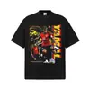 Camiseta de Algodón Puro Pesado con Estampado de Fútbol Retro Americano Stevel Jamal Star, Cuello Redondo, Manga Corta Holgada
