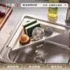 Estante de drenaje para fregadero de acero inoxidable 304, estante de almacenamiento de cocina, organizador de paños de cocina, grifo y cesta de drenaje sobre el fregadero