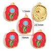 Colgante de Aleación de Esmalte Colorido Estilo Pintura al Óleo Flor de Lirio y Tulipán Charms Decorativos para Pulsera Collar DIY W662