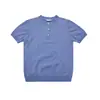 Camiseta de Manga Corta de Punto con Hilo Floral, Cuello Redondo, Hombro Normal, Estilo Casual Versátil, Cuello Henry, Estilo Old Money de Lujo Ligero, para Hombres y Mujeres
