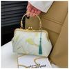Bolsa Cheongsam Estilo Literário e Artístico Nova Verão 2024 Borla Folha de Bambu Bordada Bolsa de Festa Bolsa de Ombro Único Transversal Bolsa