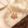 Colar de borboleta cruzado popular feminino luxo leve nicho cobre cravejado com pingente de zircônia temperamento de luxo leve senso de alta qualidade joia de corrente para clavícula