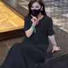 Nuevo Vestido Largo Elegante Holgado Adelgazante de Verano 2026, Nuevo Estilo Chino, Vestido con Bordado Pesado de Cuello en V para Mujer