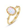 Anillo geométrico de ópalo en forma de huevo retro japonés para mujer, chapado en plata s925, oro de 9 quilates, anillo de bosque de lujo ligero, venta al por mayor