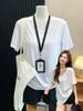 Camiseta de Algodón de Manga Corta Relajada con Cuello en U y Copos de Nieve para Mujer, Nuevo Estilo Verano 2026, Corte Holgado Adelgazante, Top Básico que Reduce la Edad