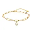 Inglês Europeu e Americano 26 Letras Pclip Corrente Pulseira Aço Titânio Estilo Palácio Retrô Francês Diamante Zircônia Empilhável