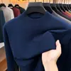 Suéter de punto fino anti-pilling de cuello medio, superventas transfronterizo para hombre, color liso para otoño e invierno, suéter de punto para usar como capa base