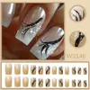 Uñas Cortas Press-On Estilo Francés Transparente Nude con Cinta Negra, Brillo Deslumbrante y Temperamento Suave, Puntas de Uñas Postizas Desmontables Venta al por Mayor