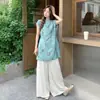 Moda Casual Juvenil Elegante Adelgazante Nuevo Estilo Chino Conjunto de Top y Pantalones de Pierna Ancha Tendencia Verano 2026