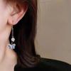 Pendientes de mariposa con cuentas de cristal azul degradado para mujer, nuevos pendientes largos de nicho de lujo ligeros de alta gama chinos, pendientes antiguos